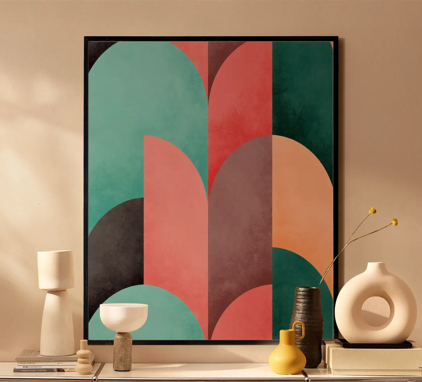 Mid Mod Geometry Sunrise poster da DesigndN