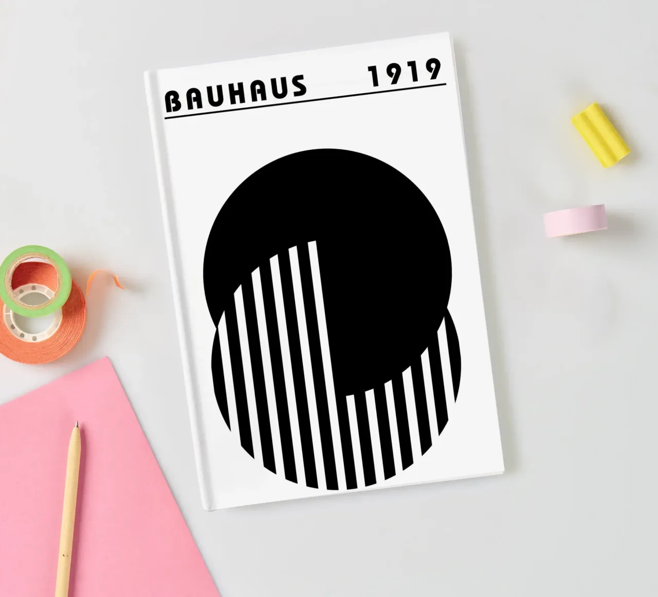 Bauhaus Poster 1919 Minimal Black White notebook by Studio Vibe
