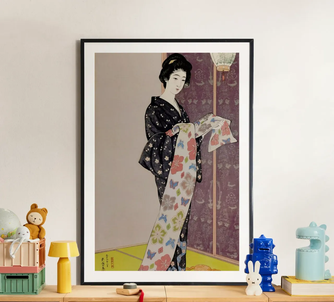 Hashiguchi - Young Woman in a Summer Kimono (Dai-oban tate-e) poster con telaio in alluminio da ARTOTHEK