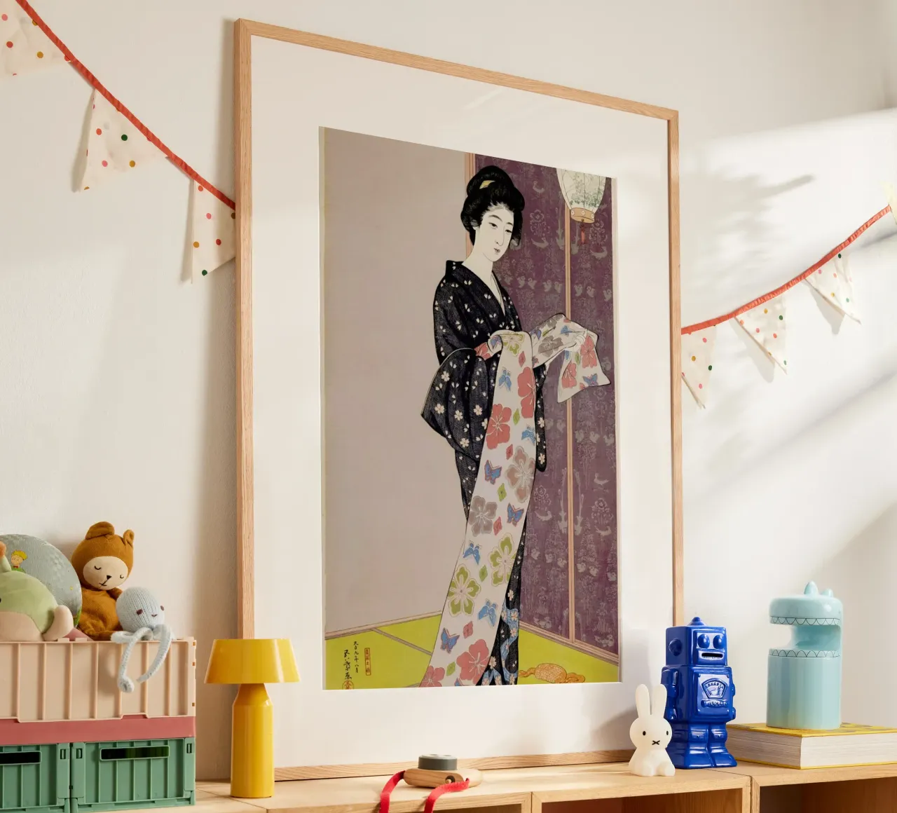 Hashiguchi - Young Woman in a Summer Kimono (Dai-oban tate-e) poster con telaio in alluminio da ARTOTHEK