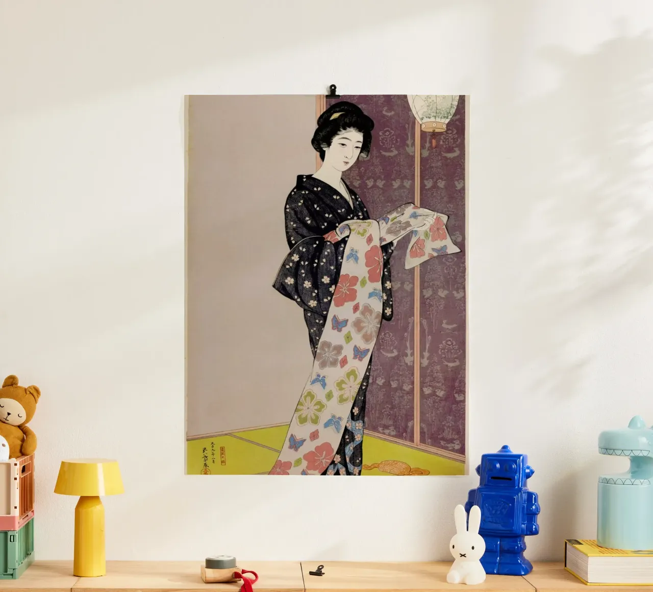 Hashiguchi - Young Woman in a Summer Kimono (Dai-oban tate-e) poster con telaio in alluminio da ARTOTHEK