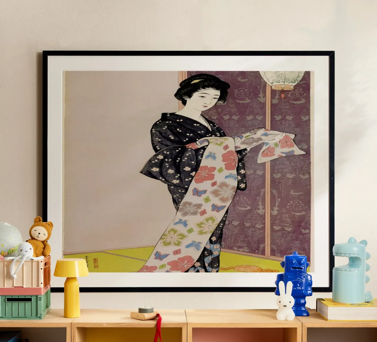 Hashiguchi - Young Woman in a Summer Kimono (Dai-oban tate-e) poster con telaio in alluminio da ARTOTHEK