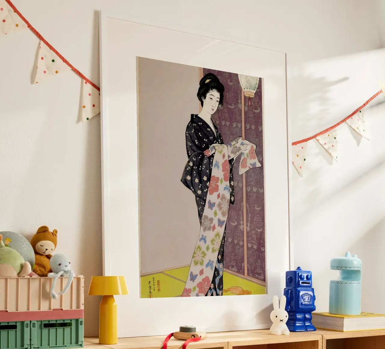 Hashiguchi - Young Woman in a Summer Kimono (Dai-oban tate-e) poster con telaio in alluminio da ARTOTHEK