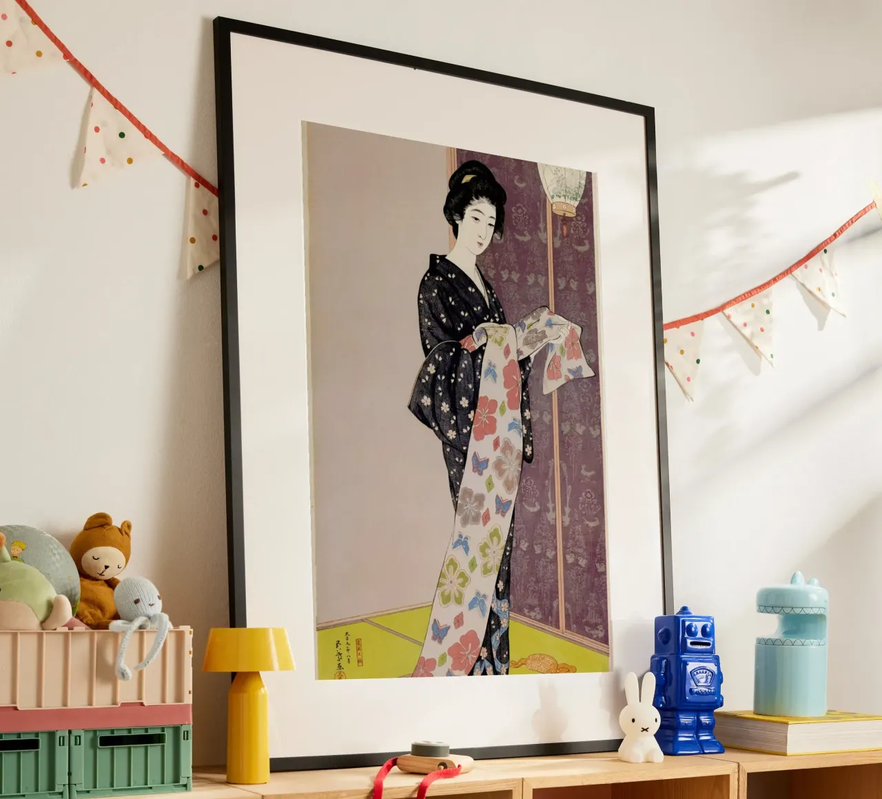 Hashiguchi - Young Woman in a Summer Kimono (Dai-oban tate-e) poster con telaio in alluminio da ARTOTHEK