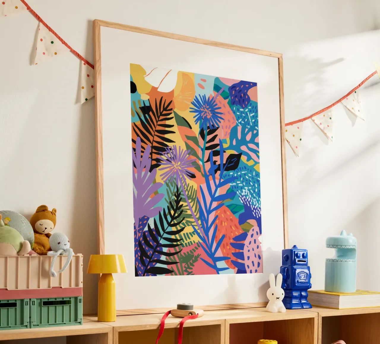 Notturno Jungle Lush poster con telaio in plastica da Lumi Eyes