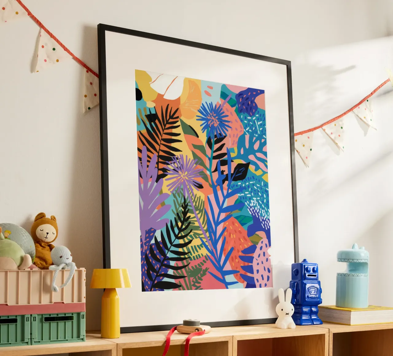 Notturno Jungle Lush poster con telaio in plastica da Lumi Eyes