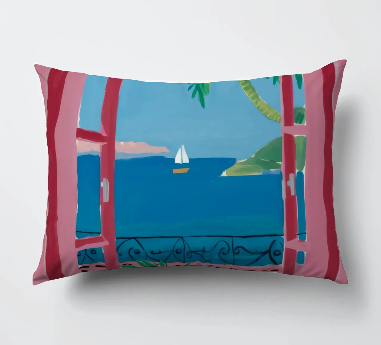 Azure Window Escape decorative cushion by Lumi Eyes