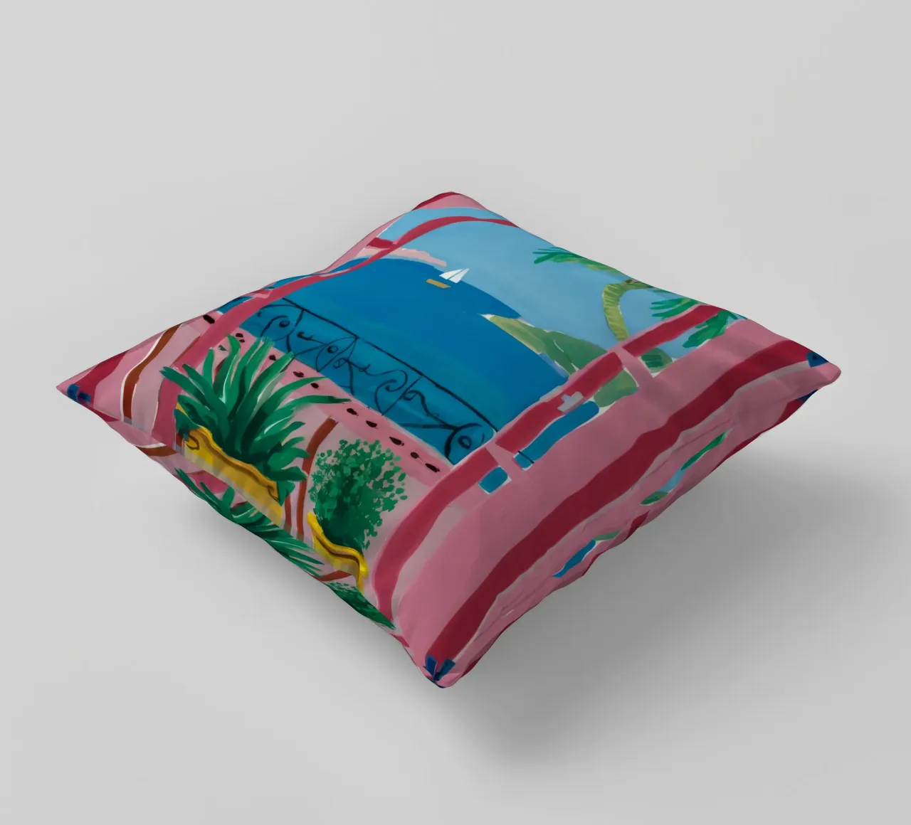 Azure Window Escape decorative cushion by Lumi Eyes