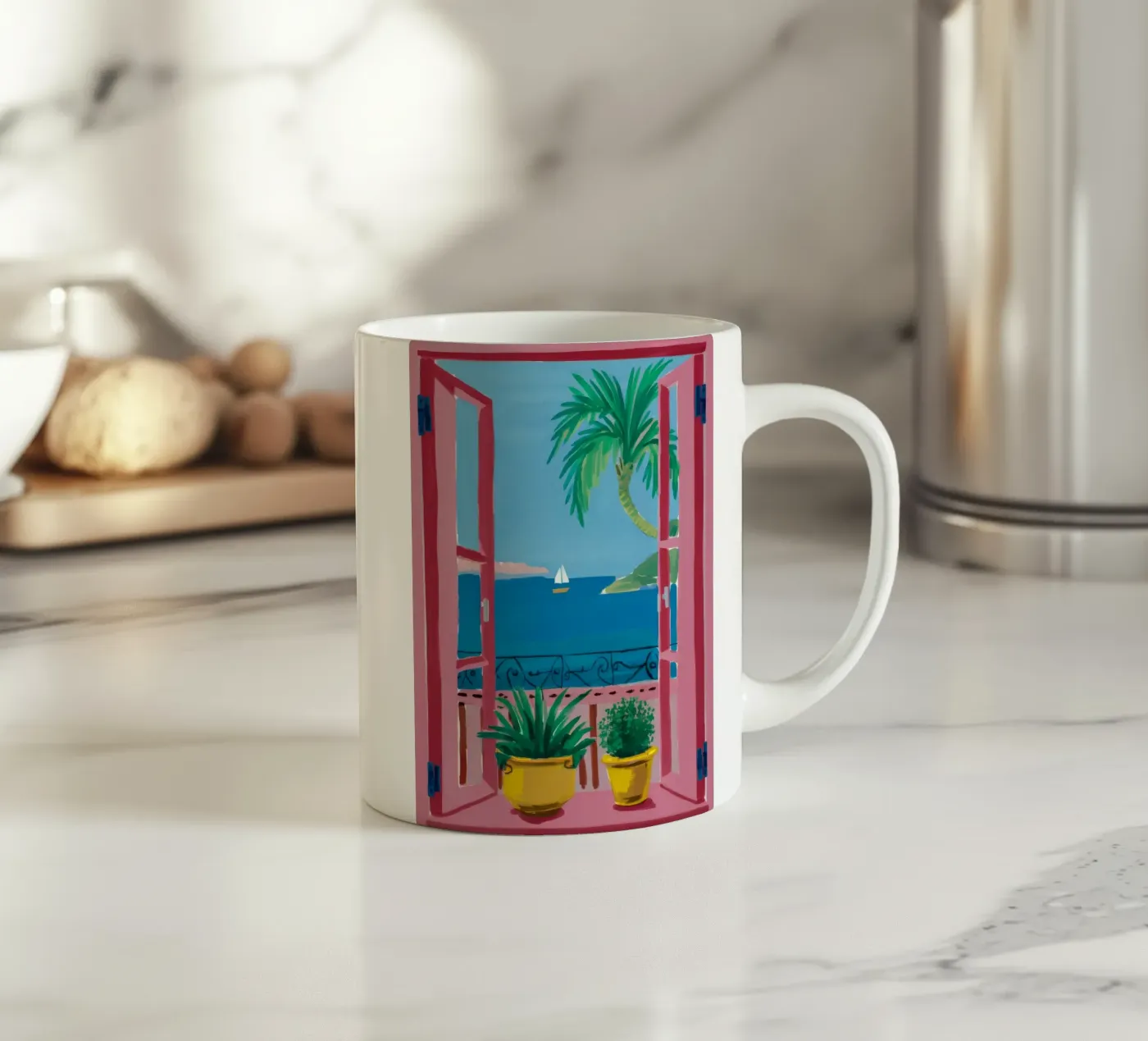 Azure Window Escape ceramic mug by Lumi Eyes