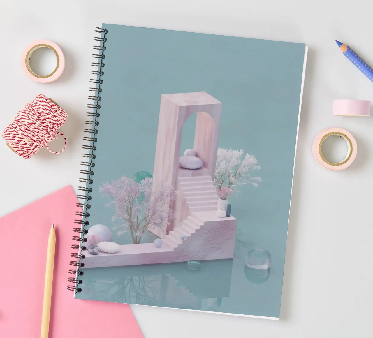 stairs pastel colors spiral notebook by Earthly Visions