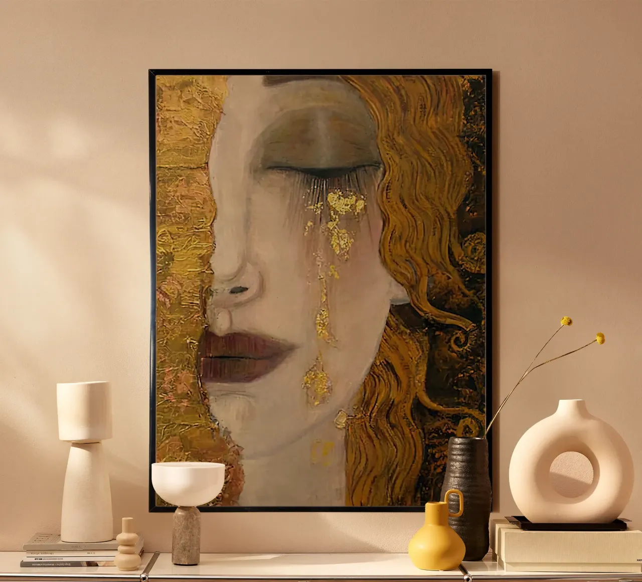 Le lacrime d'oro di Gustav Klimt poster con telaio in alluminio da DuncanBennett shop