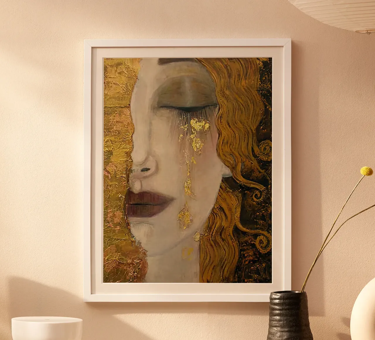 Le lacrime d'oro di Gustav Klimt poster con telaio in alluminio da DuncanBennett shop