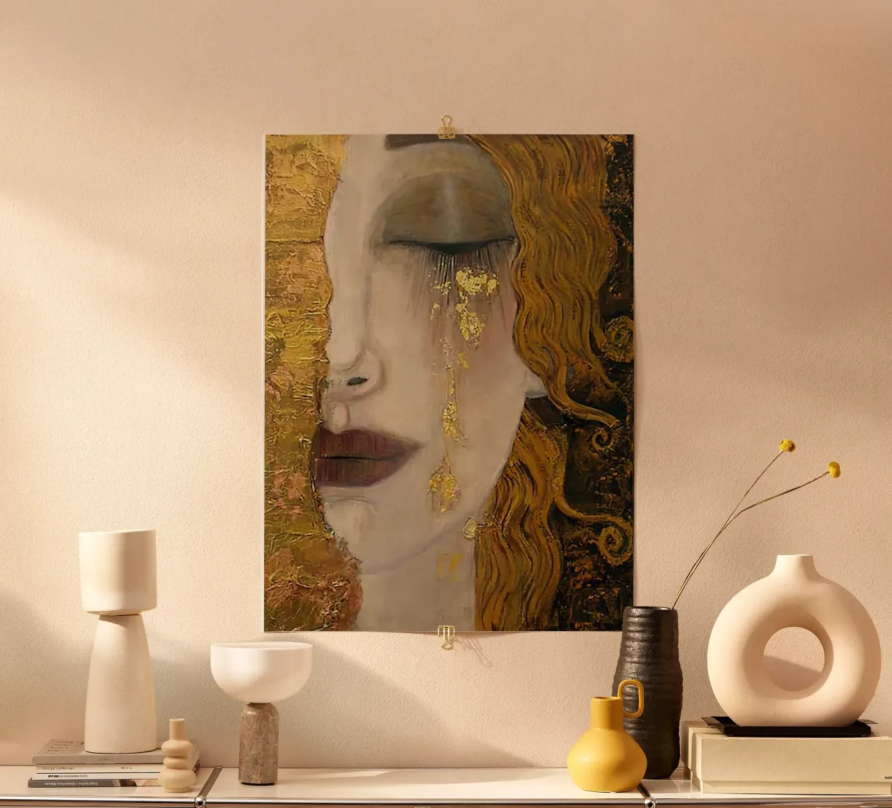 Le lacrime d'oro di Gustav Klimt poster con telaio in alluminio da DuncanBennett shop