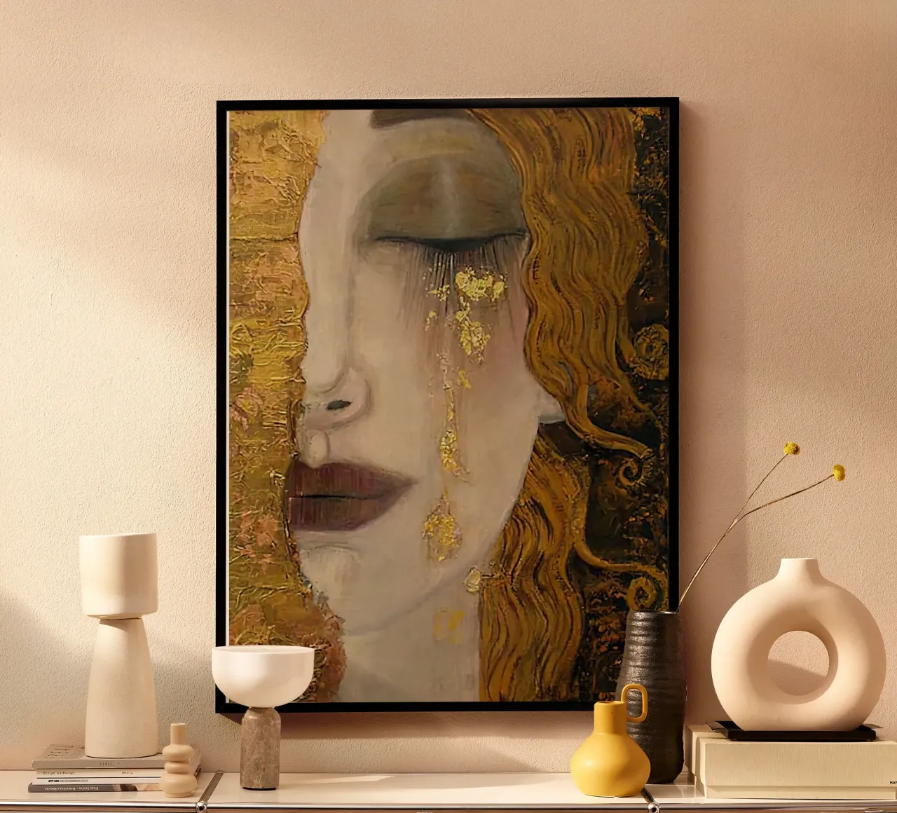 Le lacrime d'oro di Gustav Klimt poster con telaio in alluminio da DuncanBennett shop