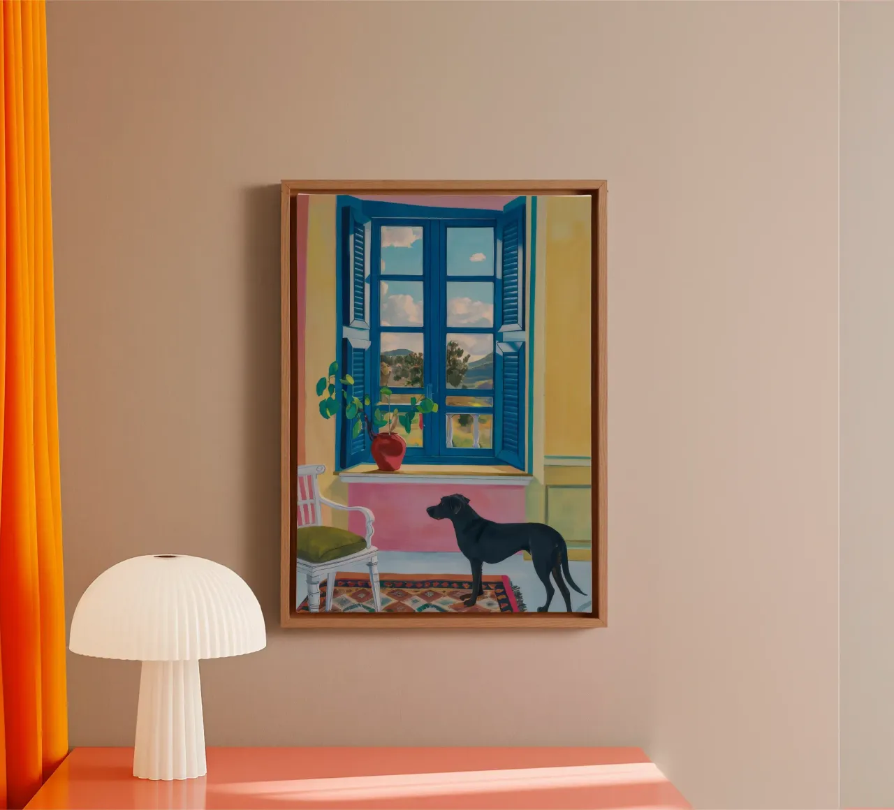 Canine Window Charm canvas with Floater frame by Lumi Eyes