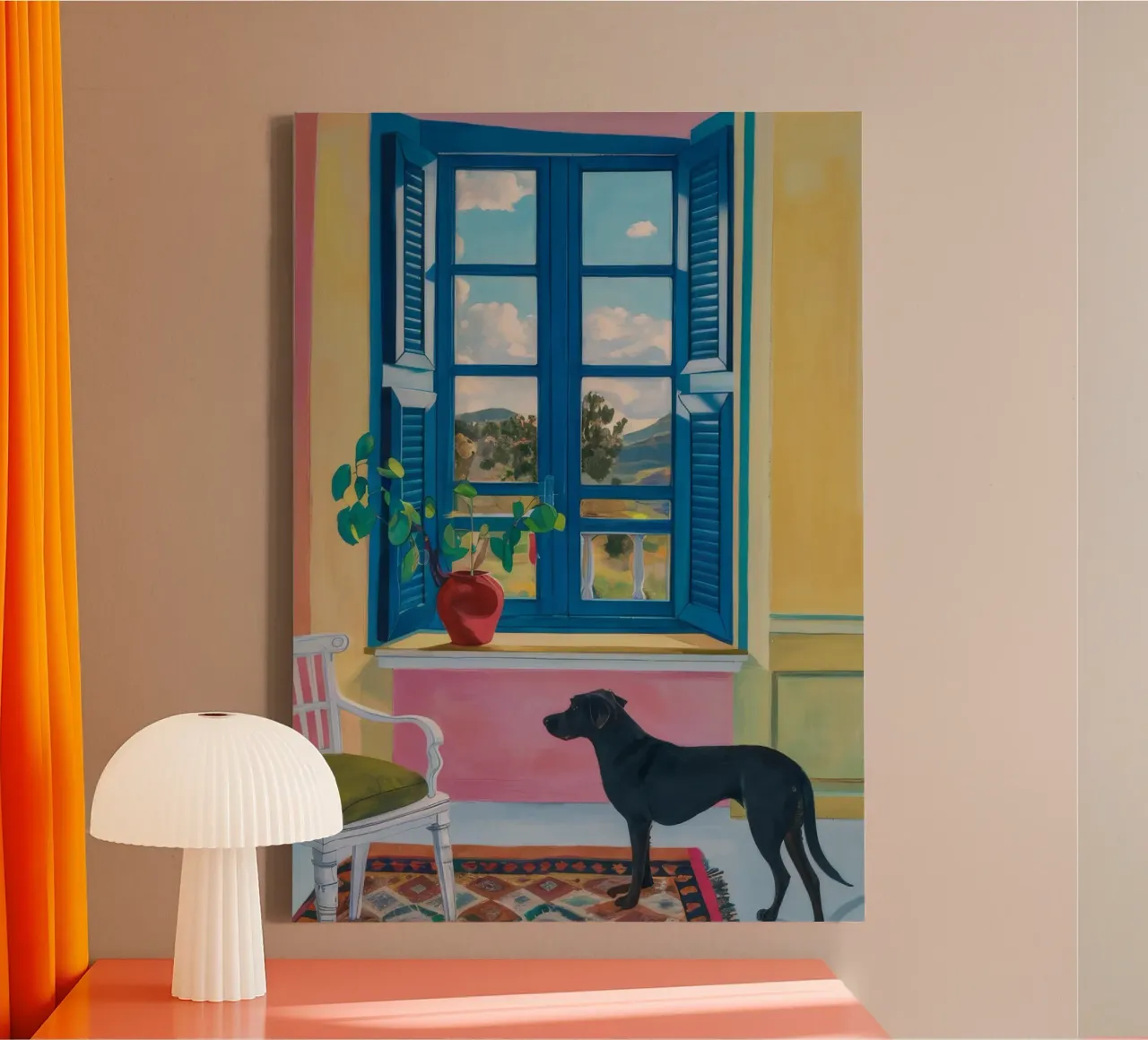 Canine Window Charm canvas with Floater frame by Lumi Eyes