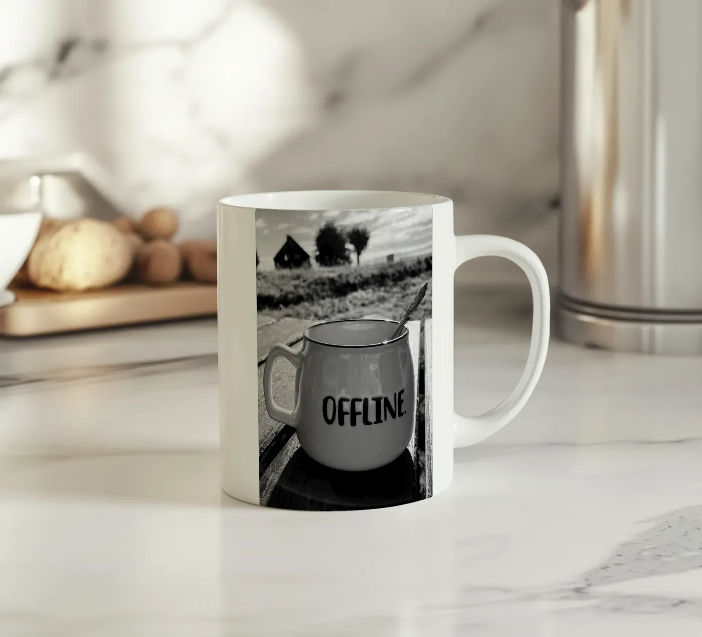 OFFLINE ceramic mug by SMRT STUDIO