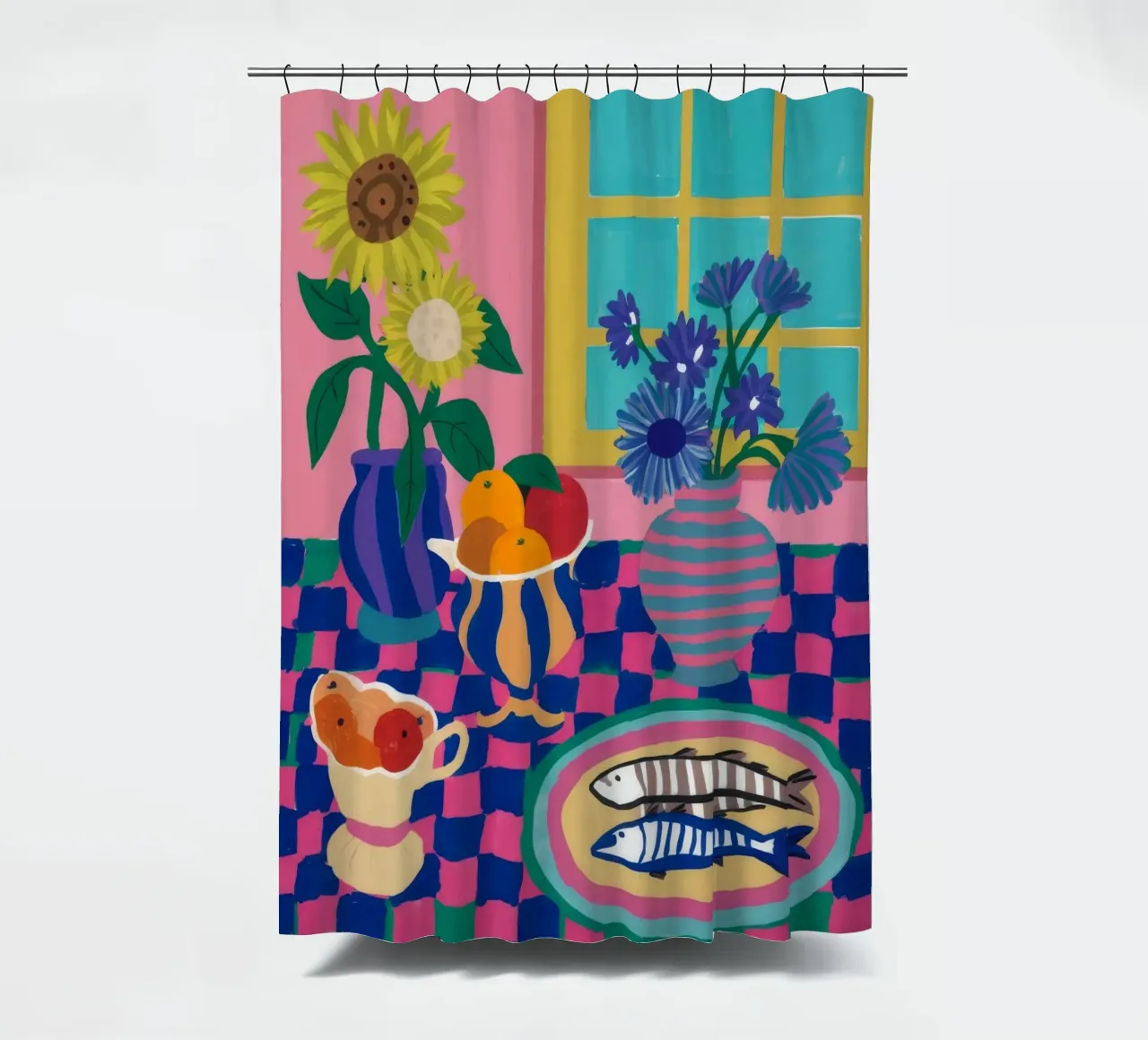 Vivacious Table Feast shower curtain by Lumi Eyes
