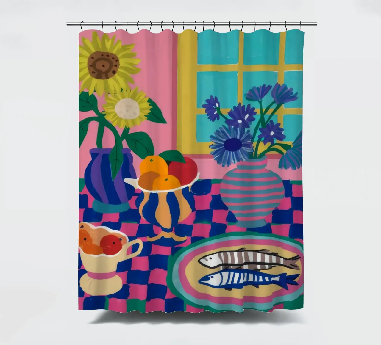 Vivacious Table Feast shower curtain by Lumi Eyes