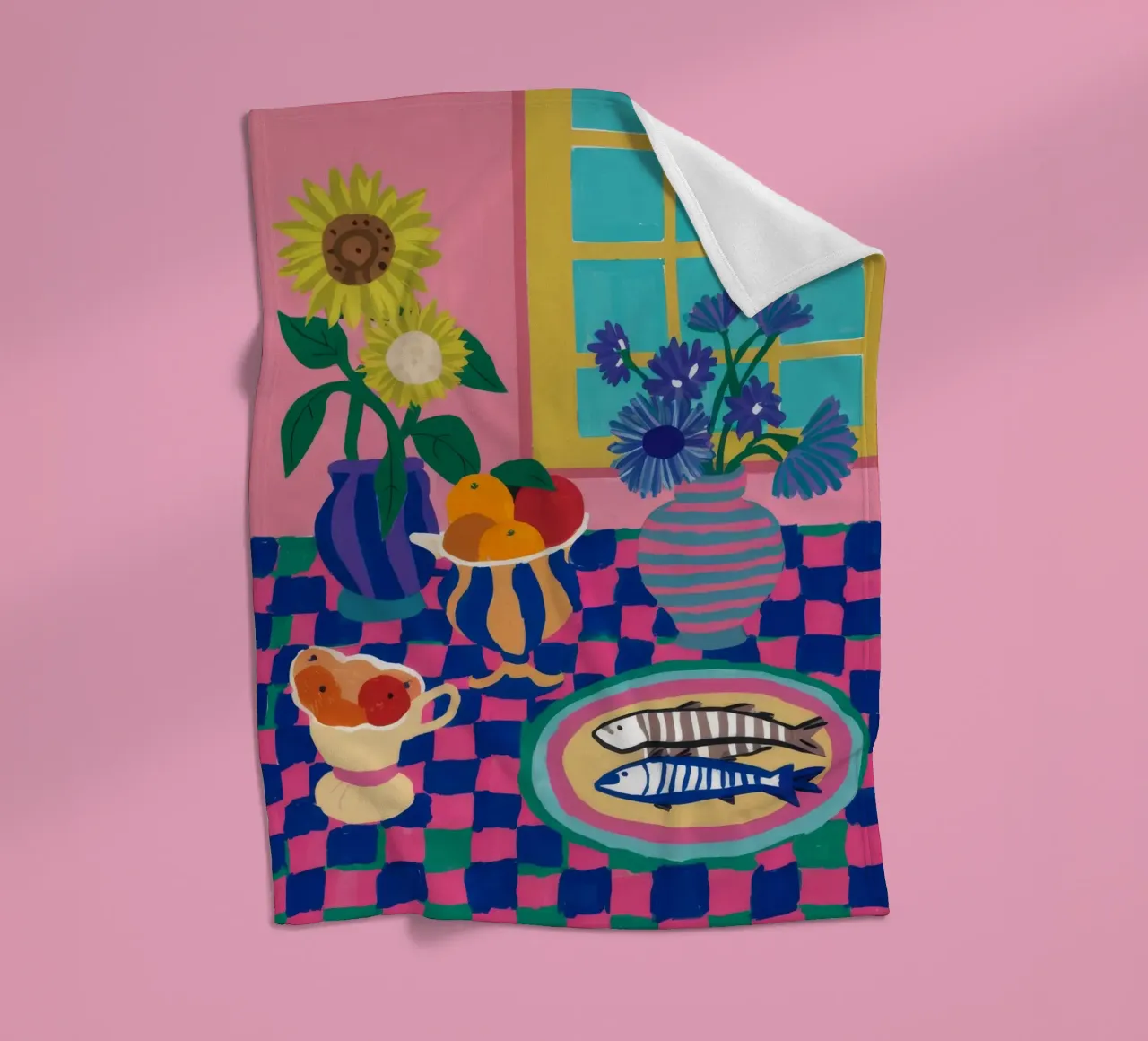 Vivacious Table Feast fleece blanket by Lumi Eyes