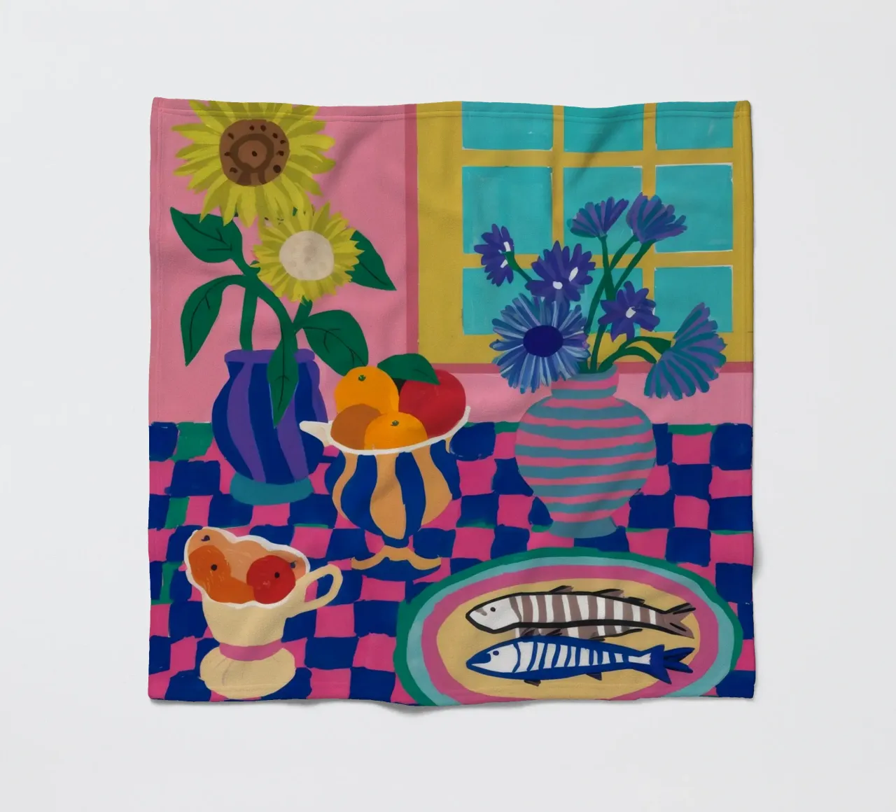 Vivacious Table Feast fleece blanket by Lumi Eyes