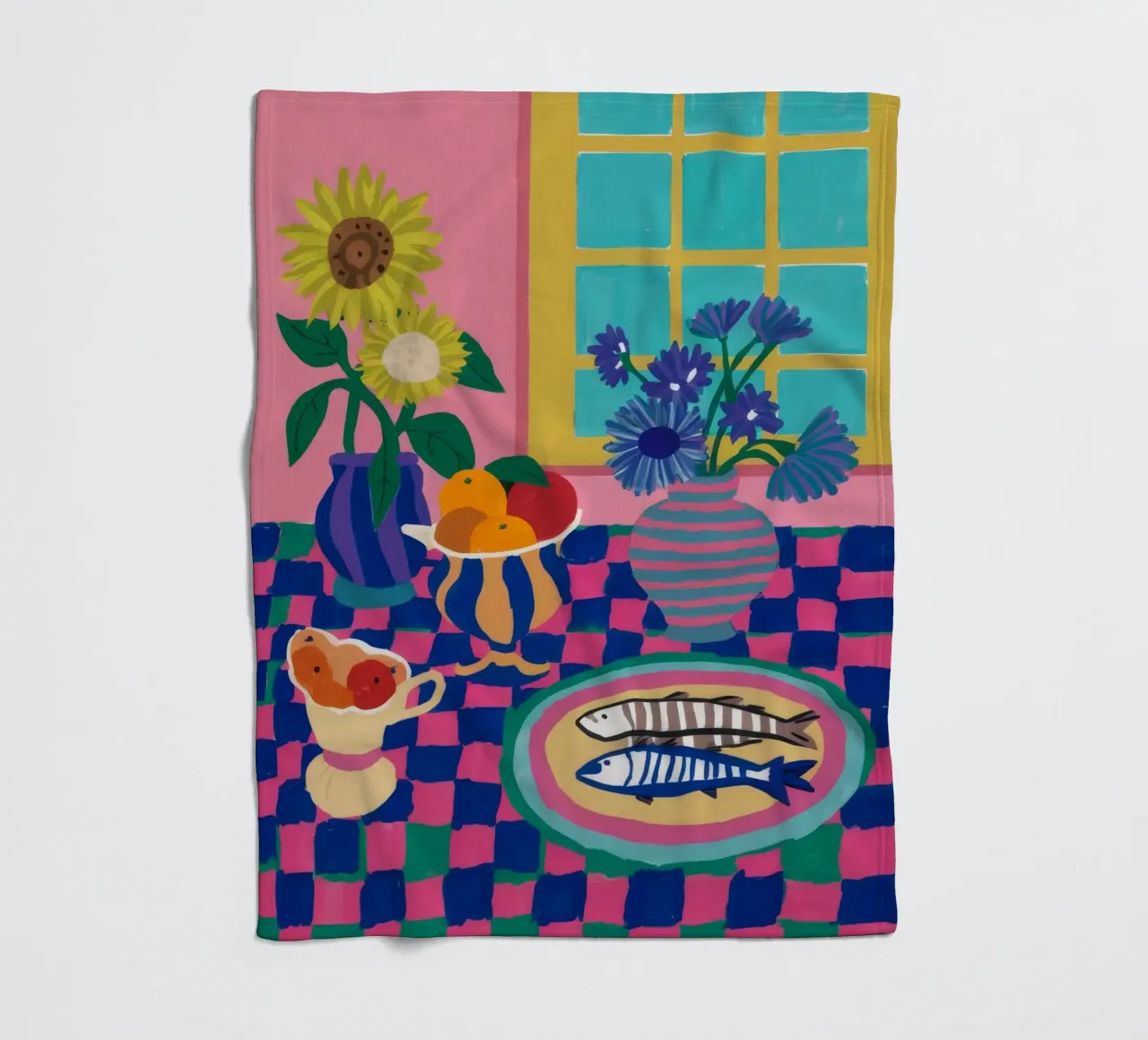 Vivacious Table Feast fleece blanket by Lumi Eyes