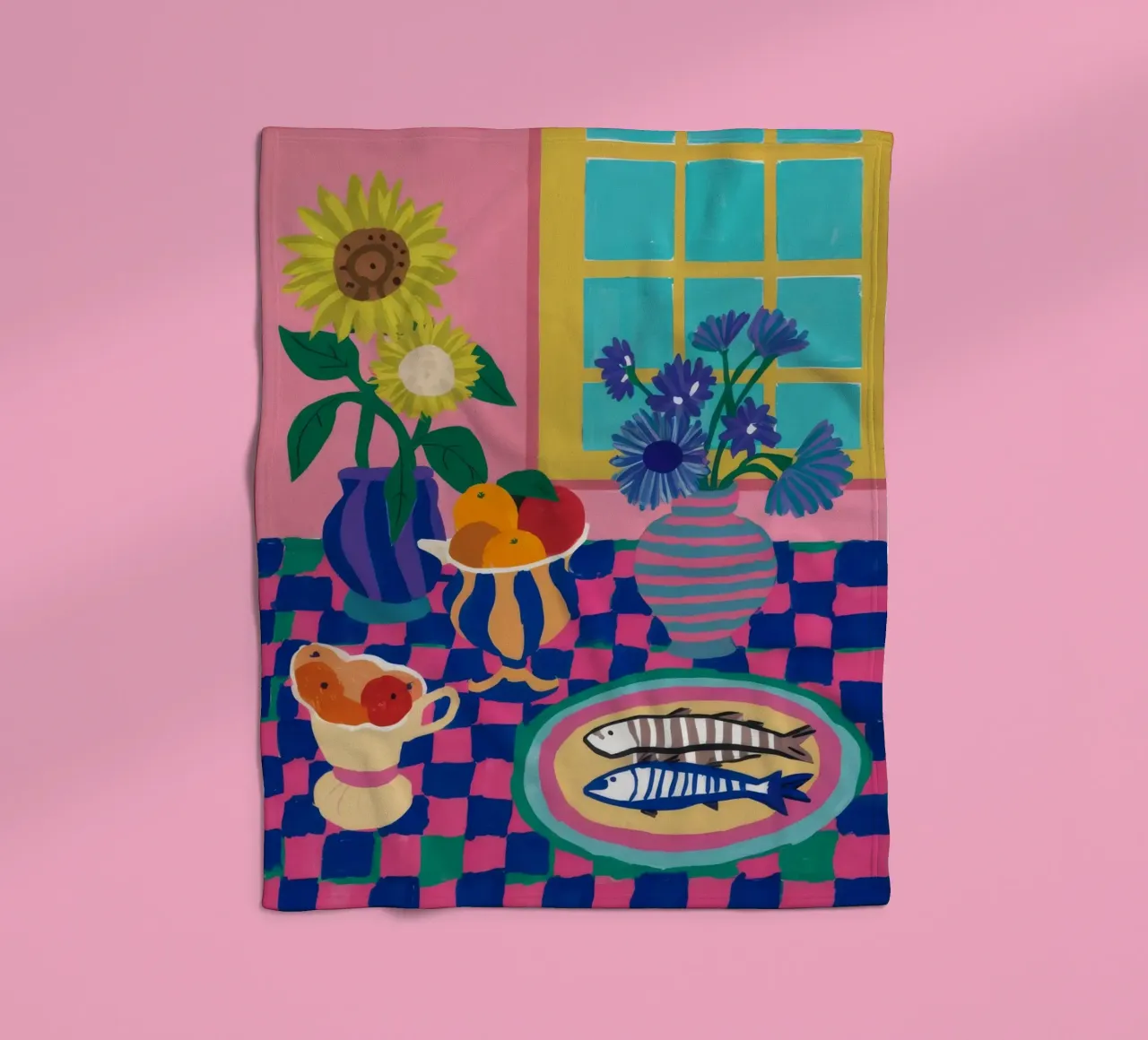 Vivacious Table Feast fleece blanket by Lumi Eyes