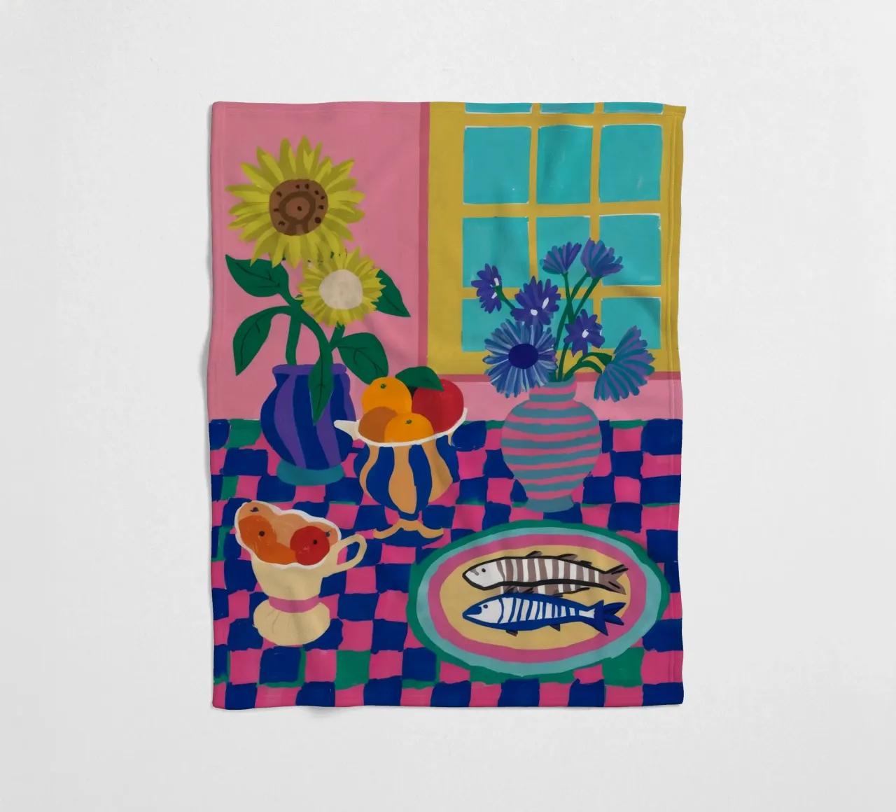 Vivacious Table Feast fleece blanket by Lumi Eyes