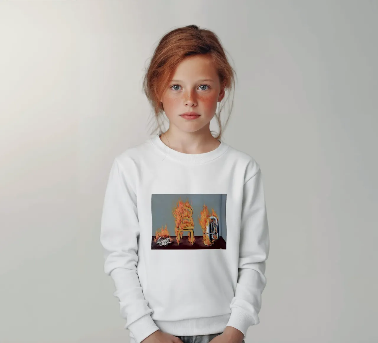 La scoperta del fuoco Rene Magritte felpa bambino da Spencer Farrell2