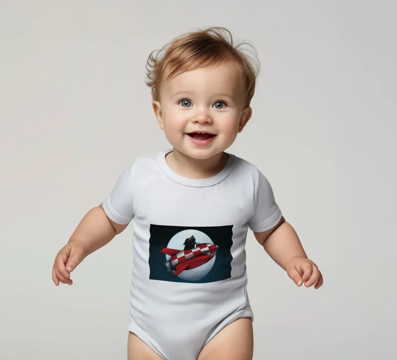Doug Hyde to the Moon and Back short-sleeve baby romper by Spencer Farrell2