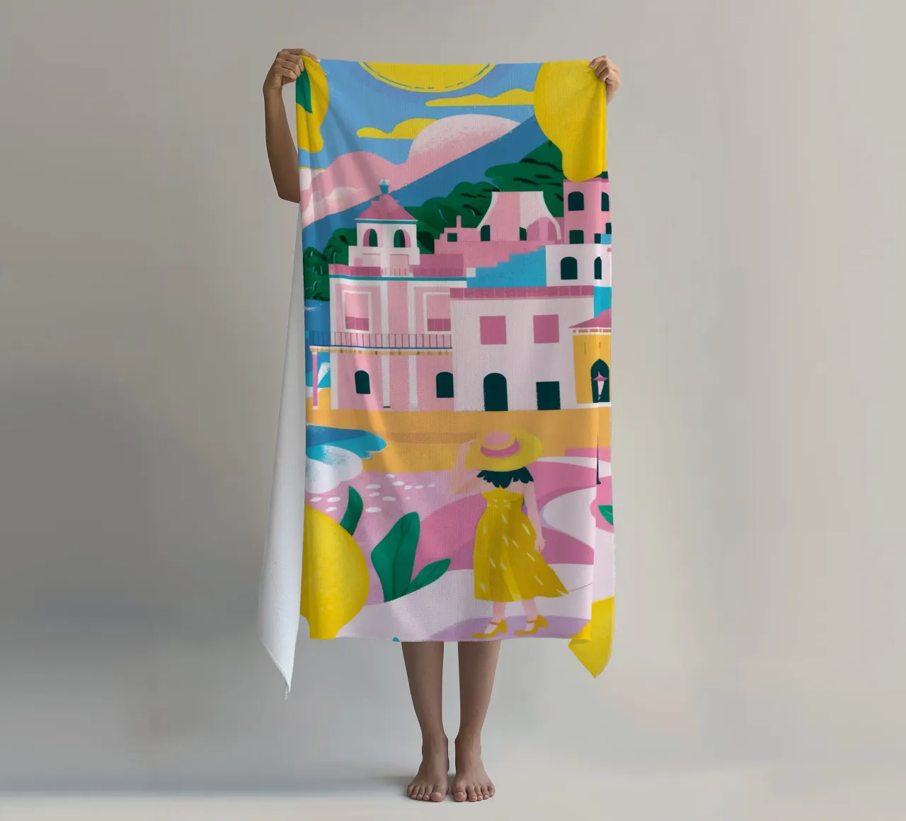 Citrus Coast Panorama beach towel by Lumi Eyes