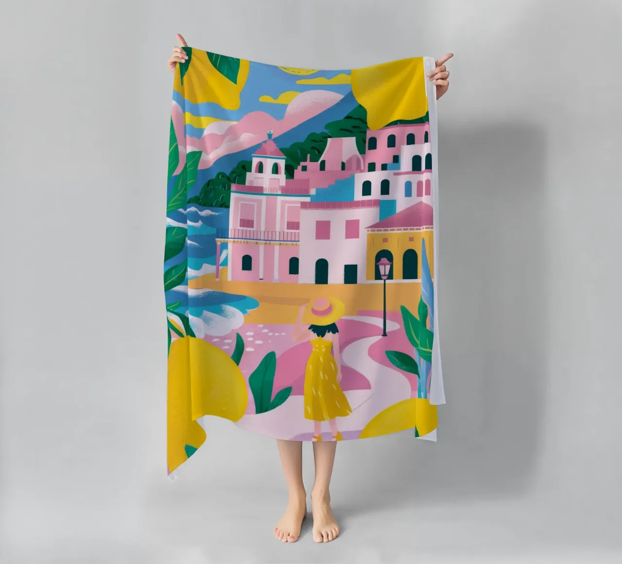 Citrus Coast Panorama beach towel by Lumi Eyes