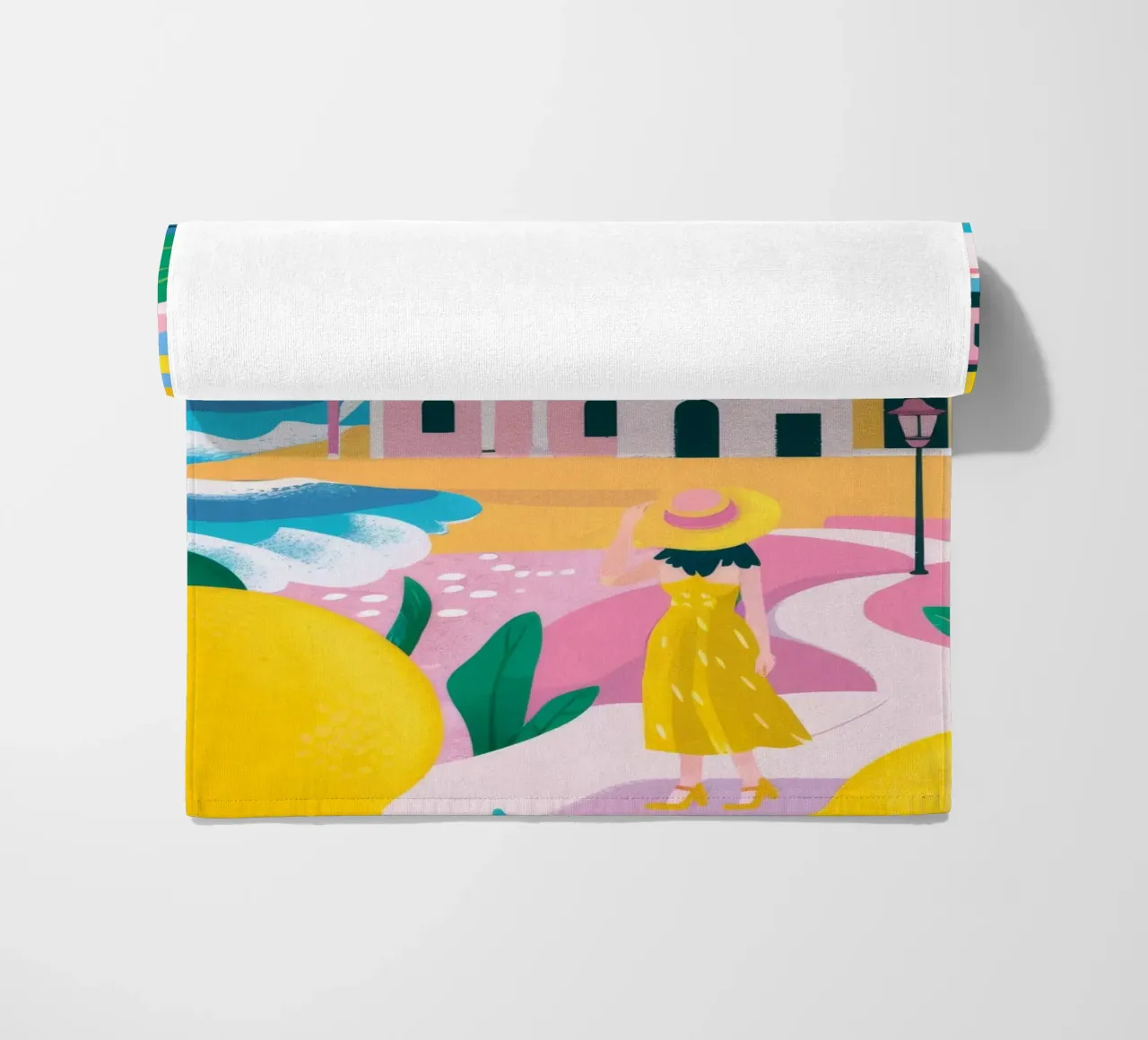 Citrus Coast Panorama beach towel by Lumi Eyes