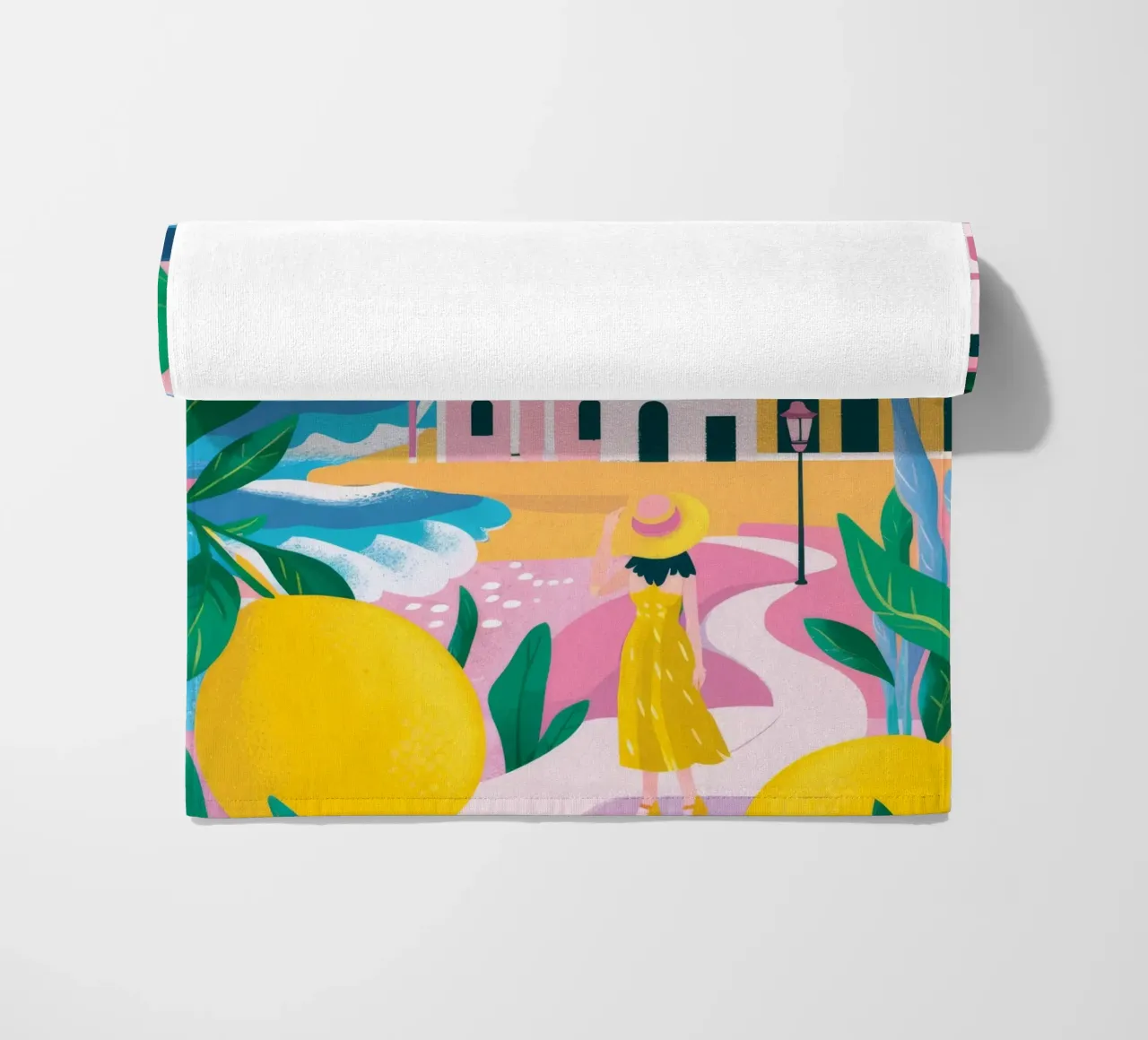Citrus Coast Panorama beach towel by Lumi Eyes