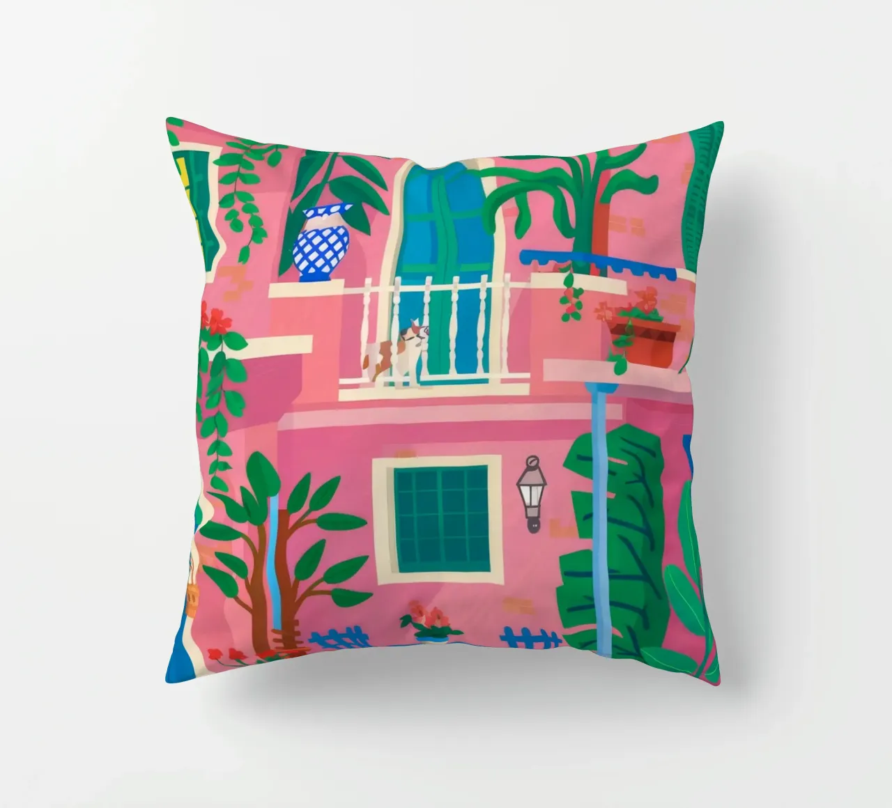 Beatitudine del balcone fucsia cuscino da Lumi Eyes