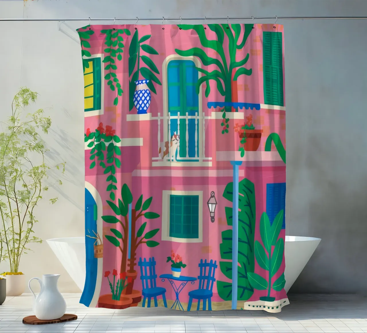 Fuchsia Balkon Glückseligkeit Duschvorhang von Lumi Eyes