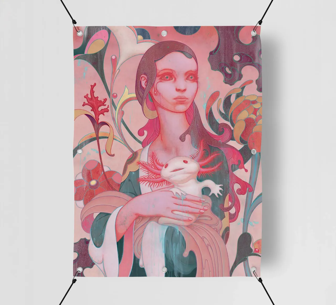 James Jean Lady con Axolotl telo in pvc da Kunzeworld