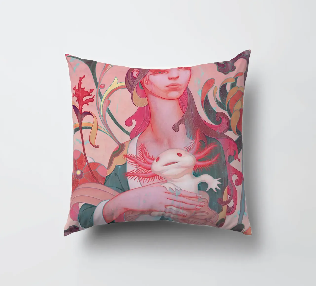 James Jean Lady con Axolotl cuscino da Kunzeworld