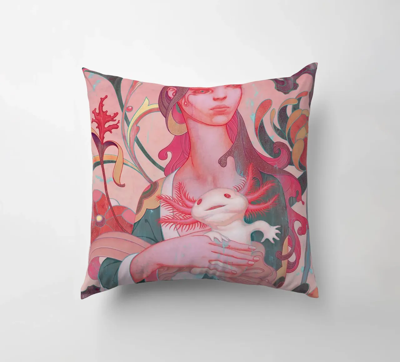 James Jean Lady con Axolotl cuscino da Kunzeworld