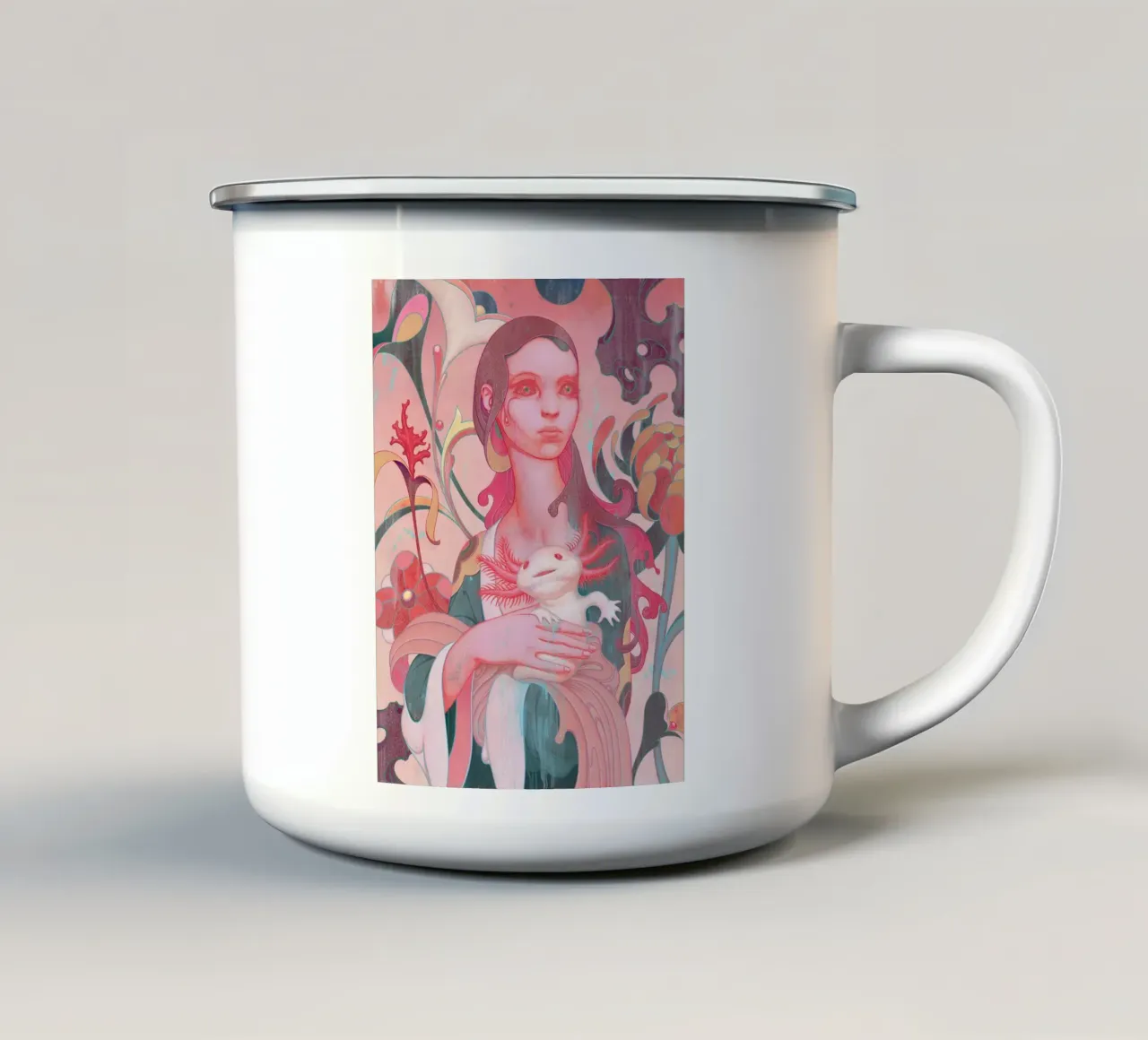 James Jean Lady con Axolotl tazza in smalto da Kunzeworld