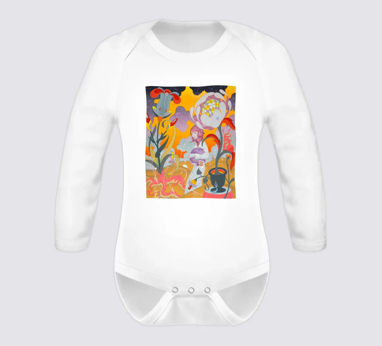 James Jean Kitten Rescue long-sleeve baby romper by Kunzeworld