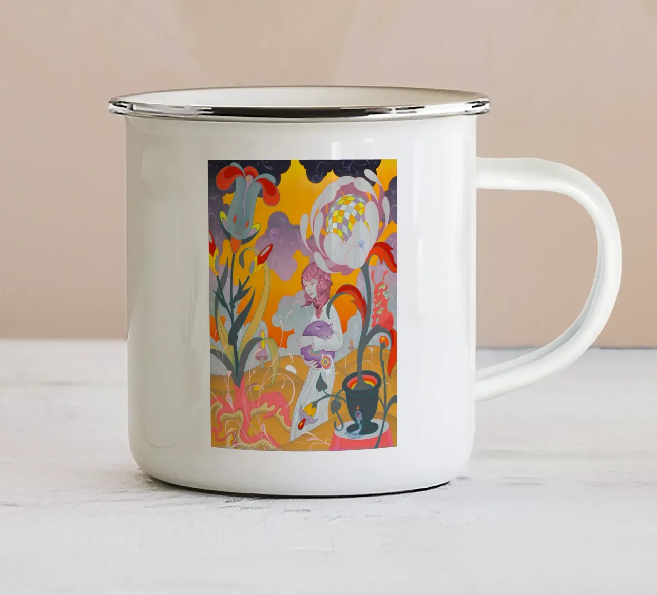 James Jean Kitten Rescue tazza in smalto da Kunzeworld