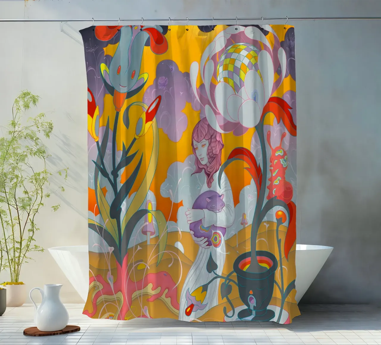James Jean Kitten Rescue shower curtain by Kunzeworld