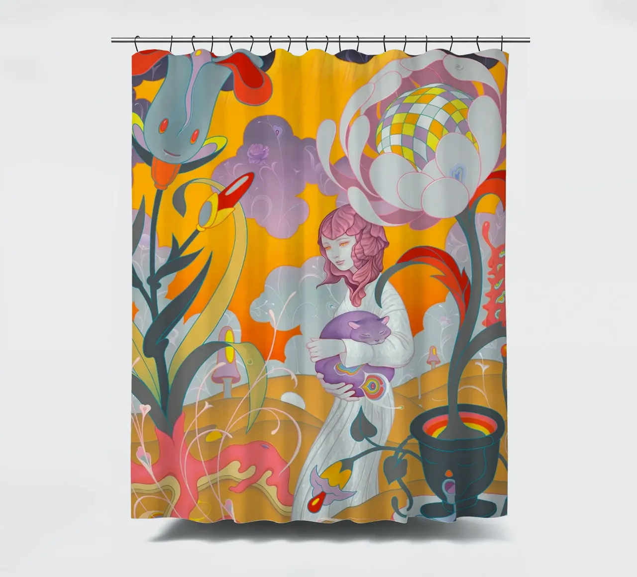 James Jean Kitten Rescue shower curtain by Kunzeworld