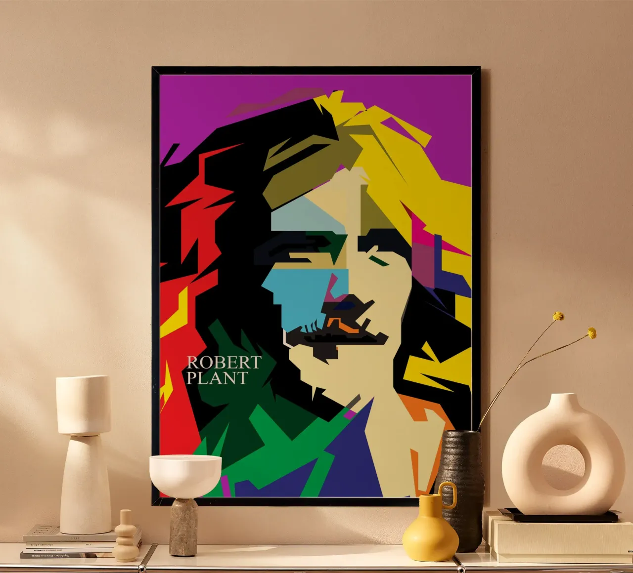 Robert Plant Cantante rock e blues WPAP Trending Now poster con telaio in legno da Artkreator