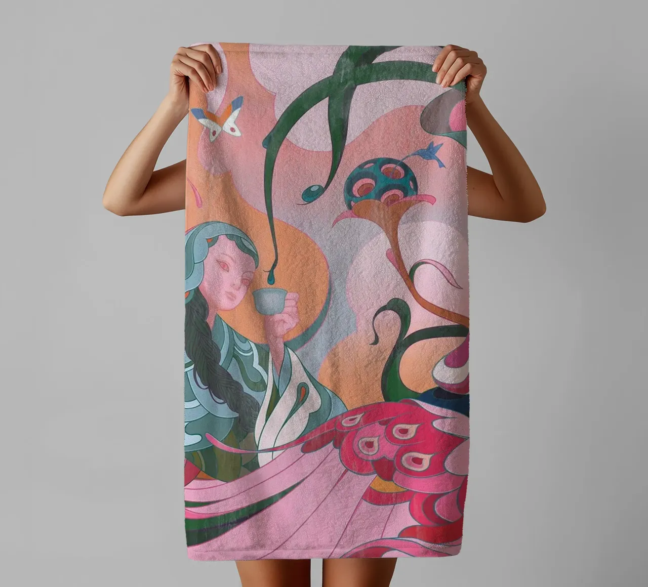 L'ora del tè di James Jean asciugamano da bagno da Kunzeworld