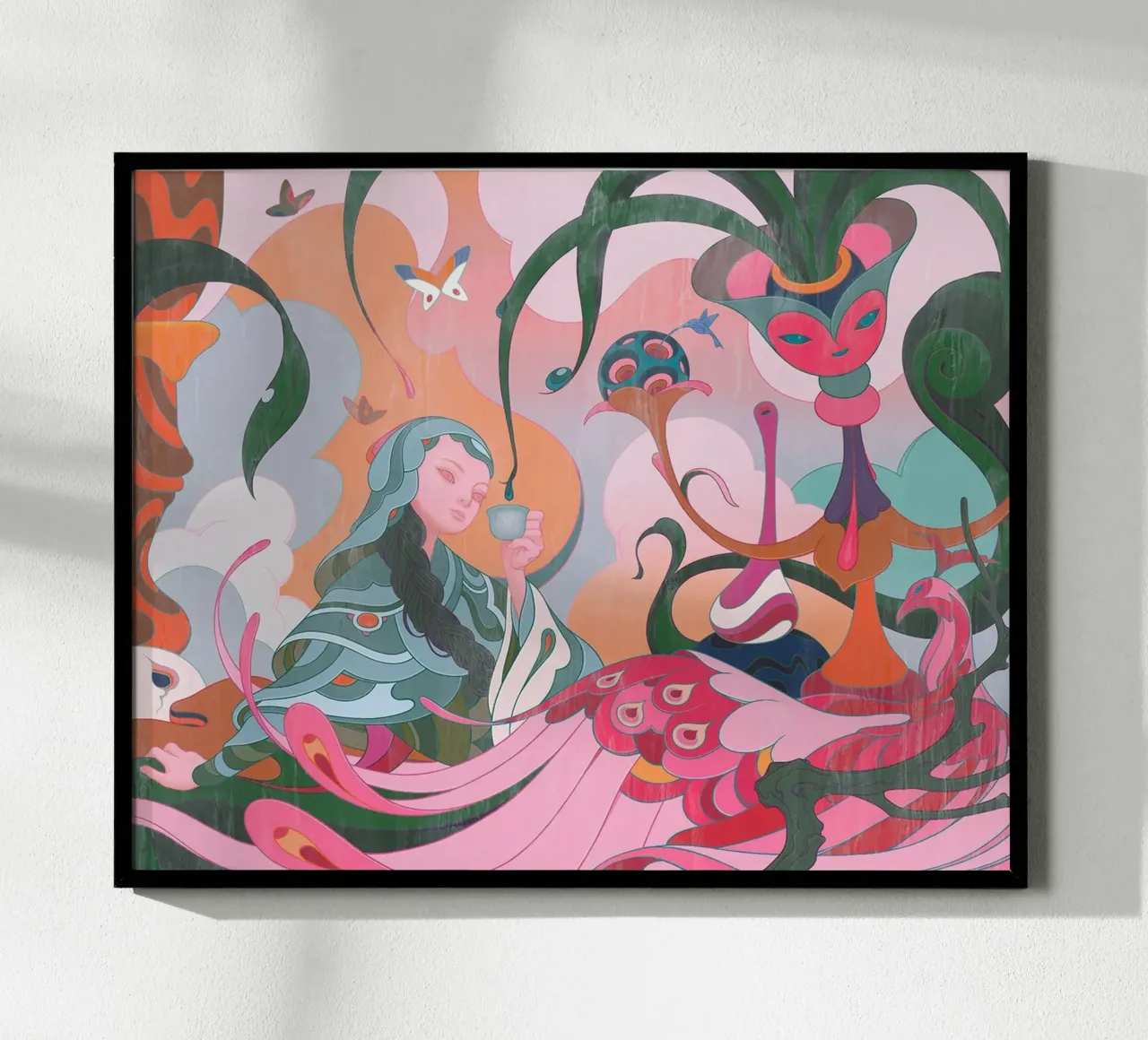 L'ora del tè di James Jean poster con telaio in plastica da Kunzeworld
