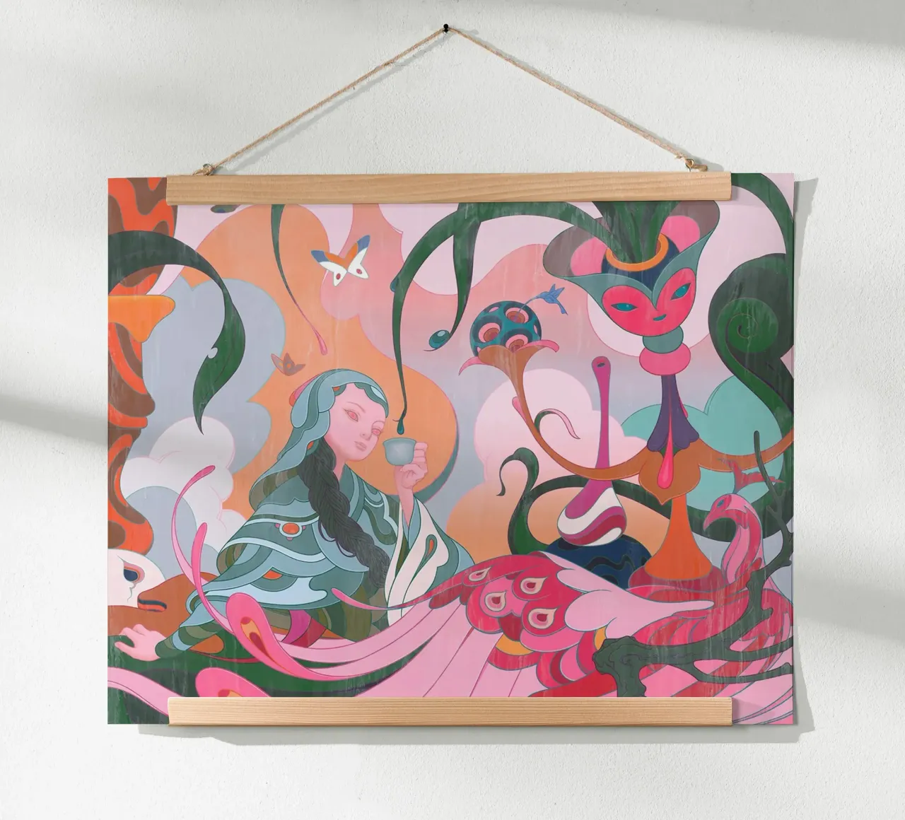 L'ora del tè di James Jean poster con telaio in plastica da Kunzeworld