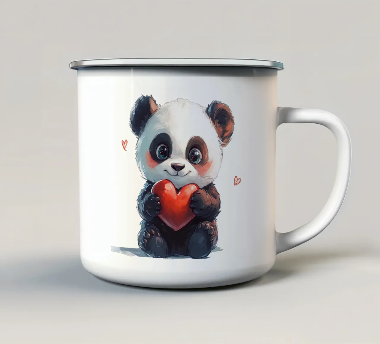 Panda Liebe a fumetti tazza in smalto da Cat Grafic Design