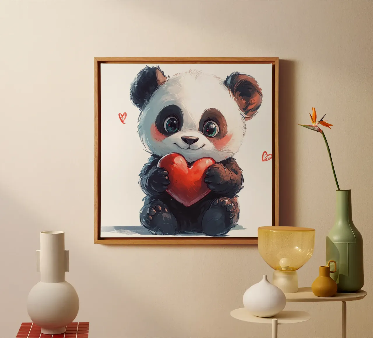 Panda Liebe a fumetti tela con Cornice a cassetta da Cat Grafic Design